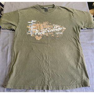Vintage Australia Graphic Tee Map Green Men's XL